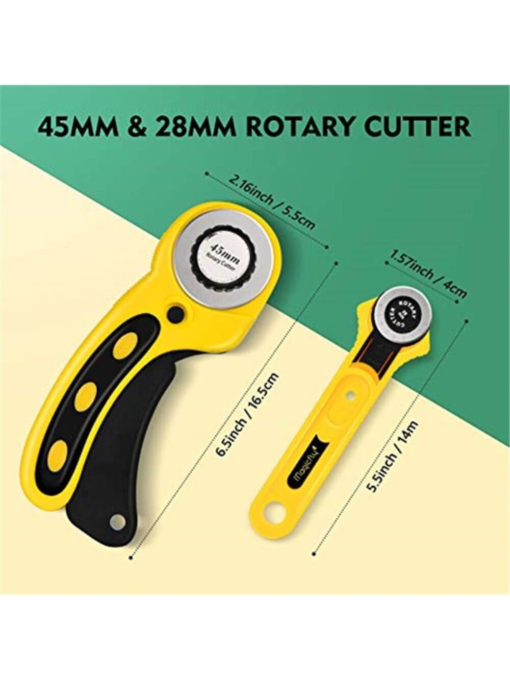 Rotary Cutter Set, 45mm and 28mm Fabric Cutters Kit with Extra 10 Blades, A3 - Picture 2 of 7